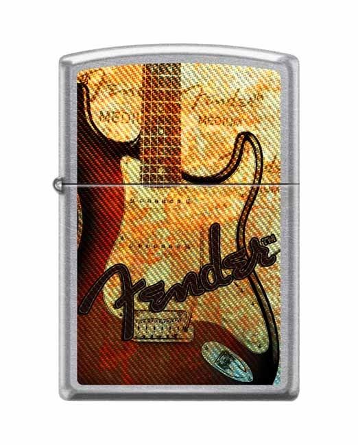 NEW Zippo Lighter 2695 Fender Guitar Design - Street Chrome No Sales Tax - Click Image to Close